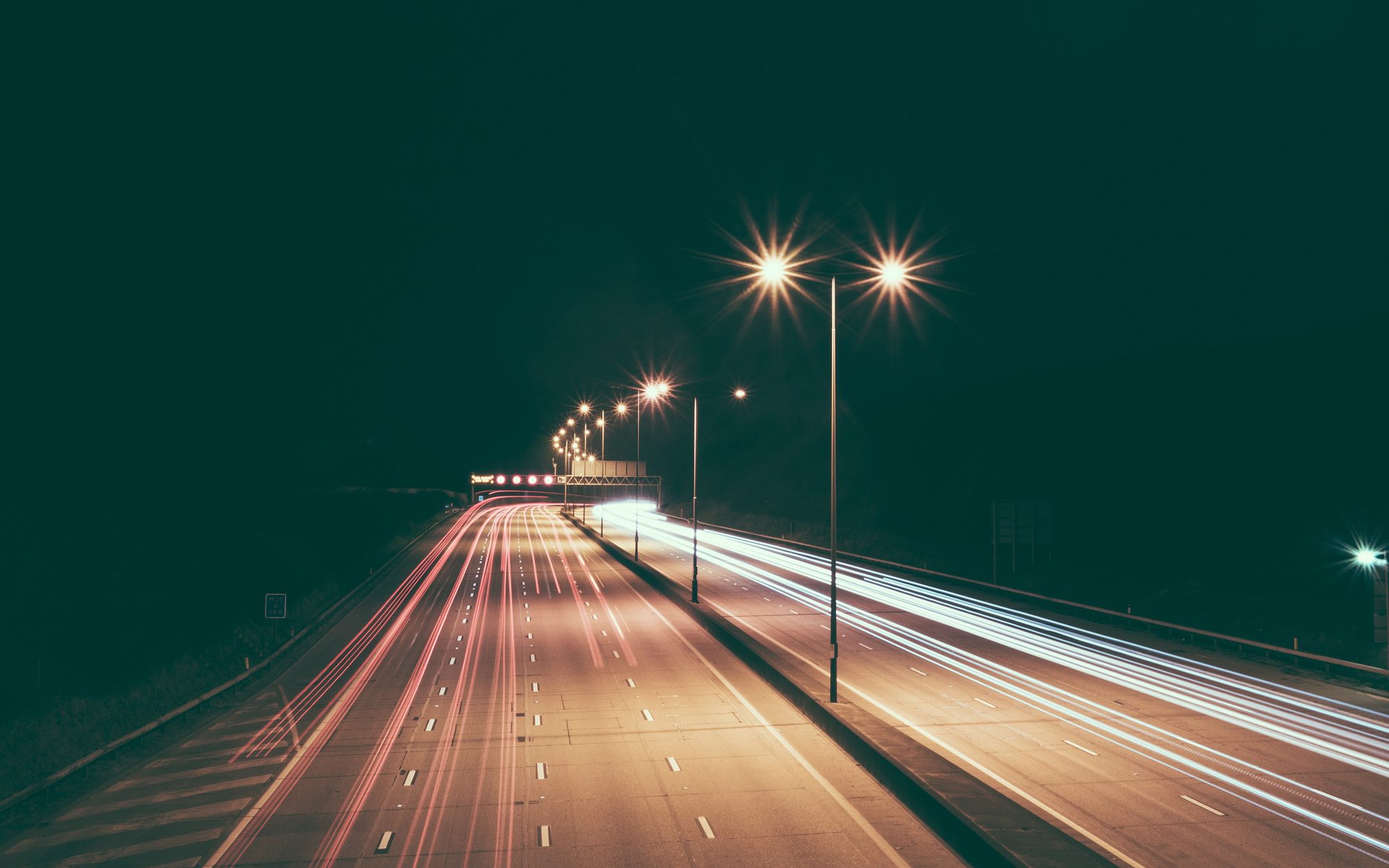 Mobile patrol vehicle on a night route